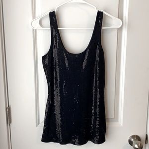 Express Black Shiny Sequin Tank Top